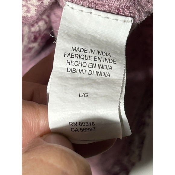 Lucky Brand Large L Pink Medallion Boho V-Neck Hi-Low Short Sleeve Blouse Top - Picture 5 of 7